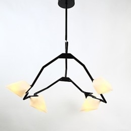 Pięciopunktowy żyrandol postmodernistyczny z metalu ze szkłem Peach, lampa wisząca Canteen Decorate
