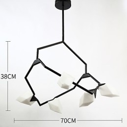 Pięciopunktowy żyrandol postmodernistyczny z metalu ze szkłem Peach, lampa wisząca Canteen Decorate