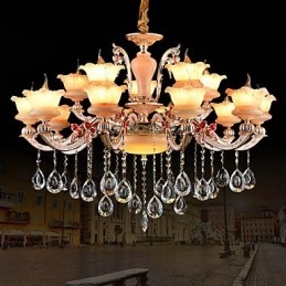 Wisząca lampa ze stopu cynku, do kryształu, styl mini, metal, do wnętrz, sklepy, 15 żarówek