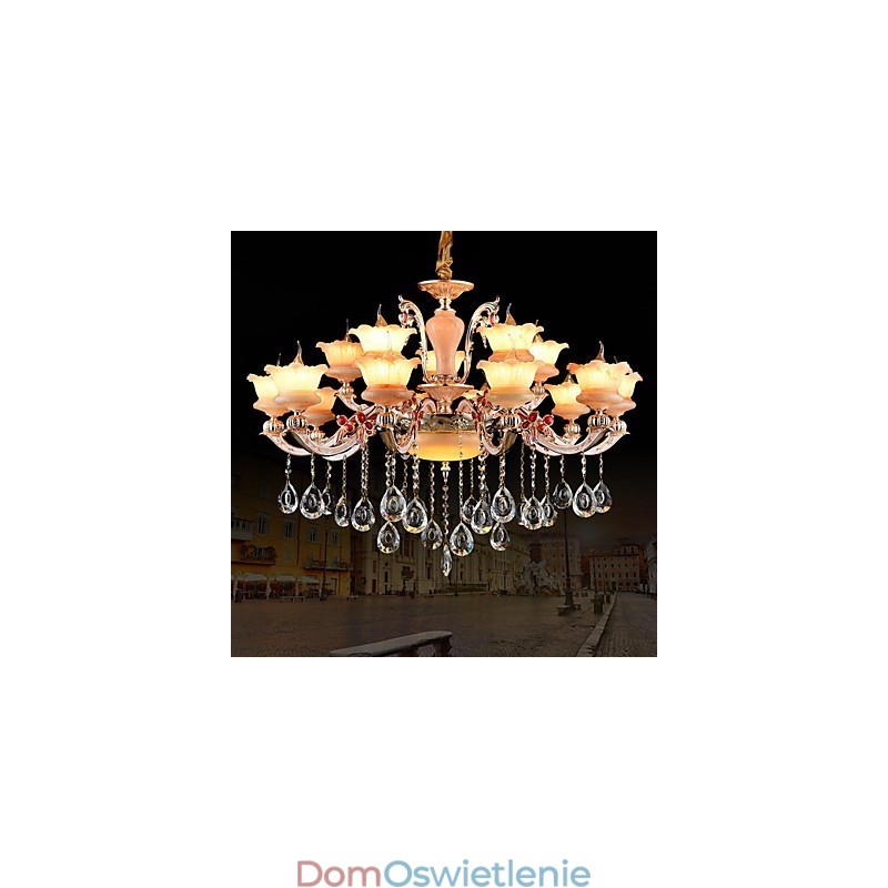 Wisząca lampa ze stopu cynku, do kryształu, styl mini, metal, do wnętrz, sklepy, 15 żarówek