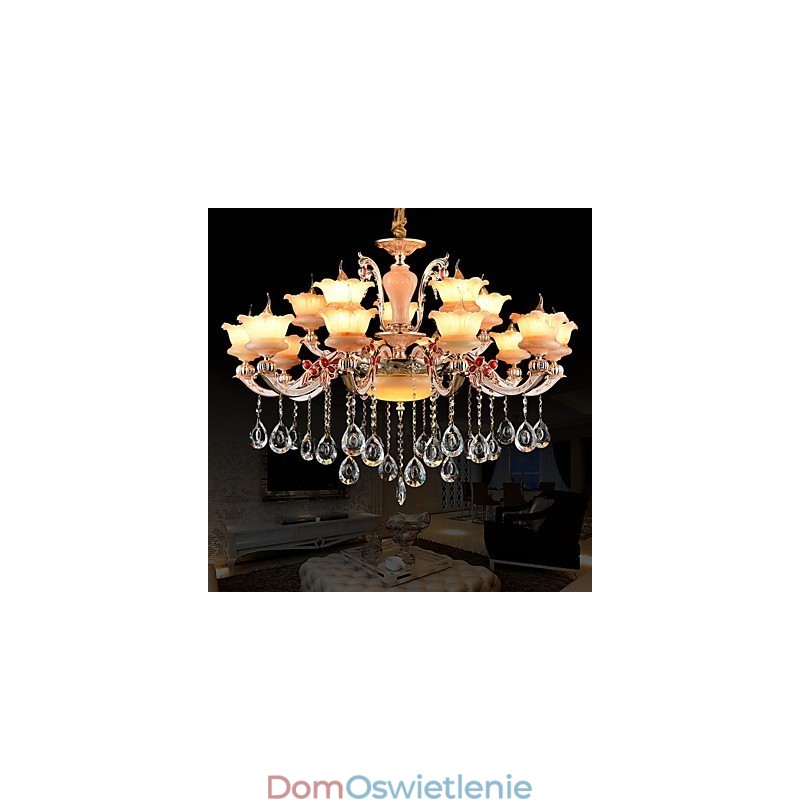 Wisząca lampa ze stopu cynku, do kryształu, styl mini, metal, do wnętrz, sklepy, 15 żarówek