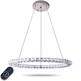 Nowoczesny pierścień kryształowy wiszący lampa nowoczesny kryształowy żyrandol sufitowy lampa wewnętrzna oprawy ściemnialne z pilotem