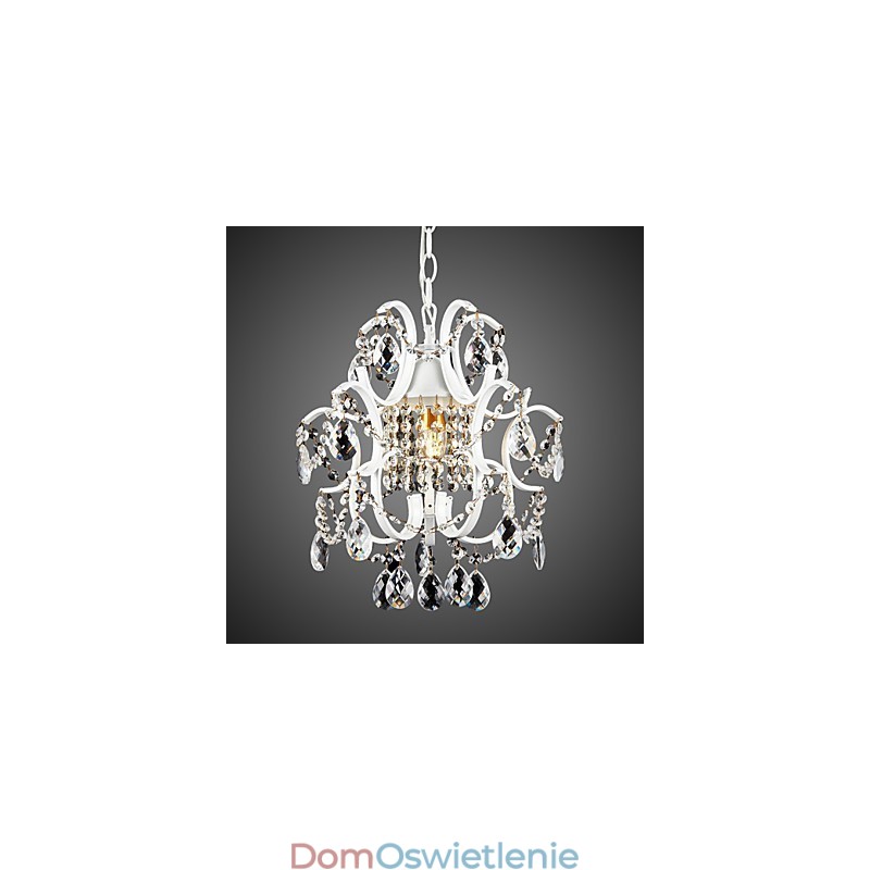 Żelazny żyrandol malowany z przezroczystym kryształem nowoczesna lampa oświetleniowa