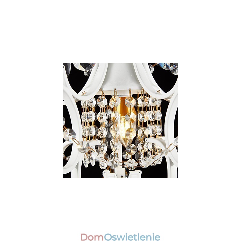 Żelazny żyrandol malowany z przezroczystym kryształem nowoczesna lampa oświetleniowa