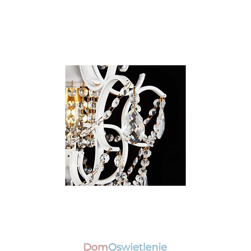 Żelazny żyrandol malowany z przezroczystym kryształem nowoczesna lampa oświetleniowa