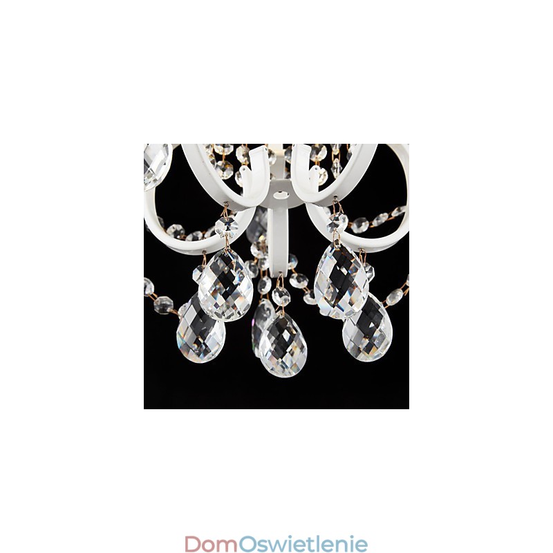 Żelazny żyrandol malowany z przezroczystym kryształem nowoczesna lampa oświetleniowa