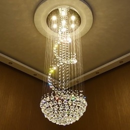 Nowoczesne kryształowe żyrandole sufitowe, lampy wiszące do wnętrz, oprawy oświetleniowe Deco