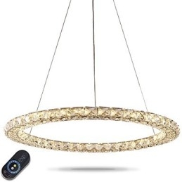Pierścień Kryształowa Lampa Wisząca Nowoczesny Kryształowy Żyrandol Lampy Sufitowe Lampy Wewnętrzne Oprawy Ściemnialne Z Pilotem