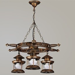 Rustykalny domek Vintage Retro Country Globe Malowanie Funkcja dla Projektantów Stylu Mini Metalowy Żyrandol