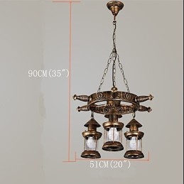 Rustykalny domek Vintage Retro Country Globe Malowanie Funkcja dla Projektantów Stylu Mini Metalowy Żyrandol