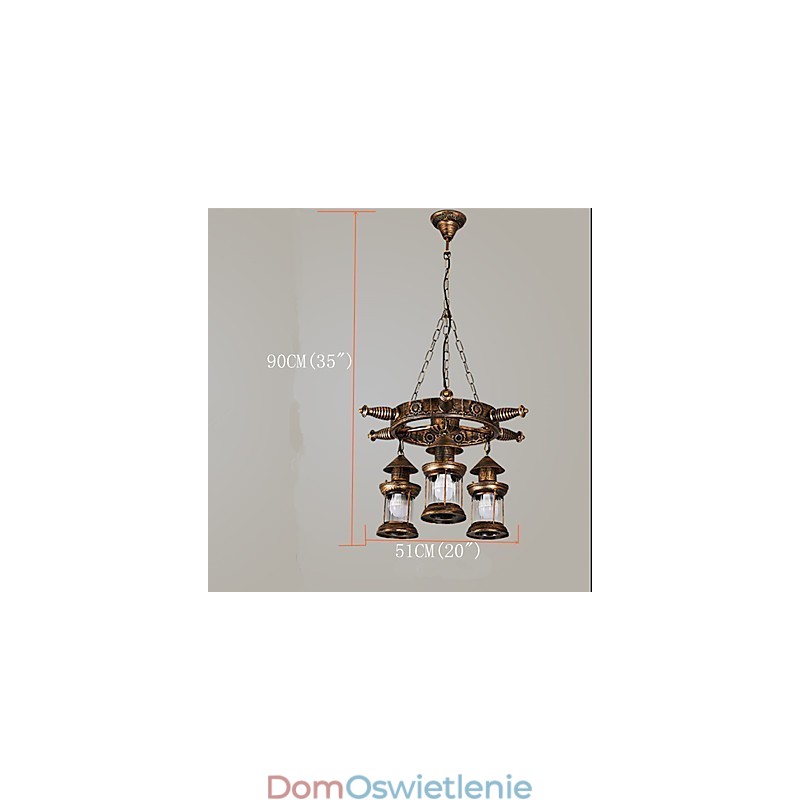 Rustykalny domek Vintage Retro Country Globe Malowanie Funkcja dla Projektantów Stylu Mini Metalowy Żyrandol