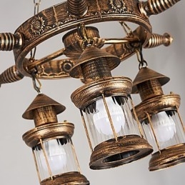 Rustykalny domek Vintage Retro Country Globe Malowanie Funkcja dla Projektantów Stylu Mini Metalowy Żyrandol