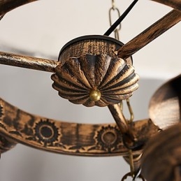 Rustykalny domek Vintage Retro Country Globe Malowanie Funkcja dla Projektantów Stylu Mini Metalowy Żyrandol