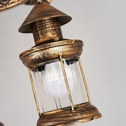 Rustykalny domek Vintage Retro Country Globe Malowanie Funkcja dla Projektantów Stylu Mini Metalowy Żyrandol