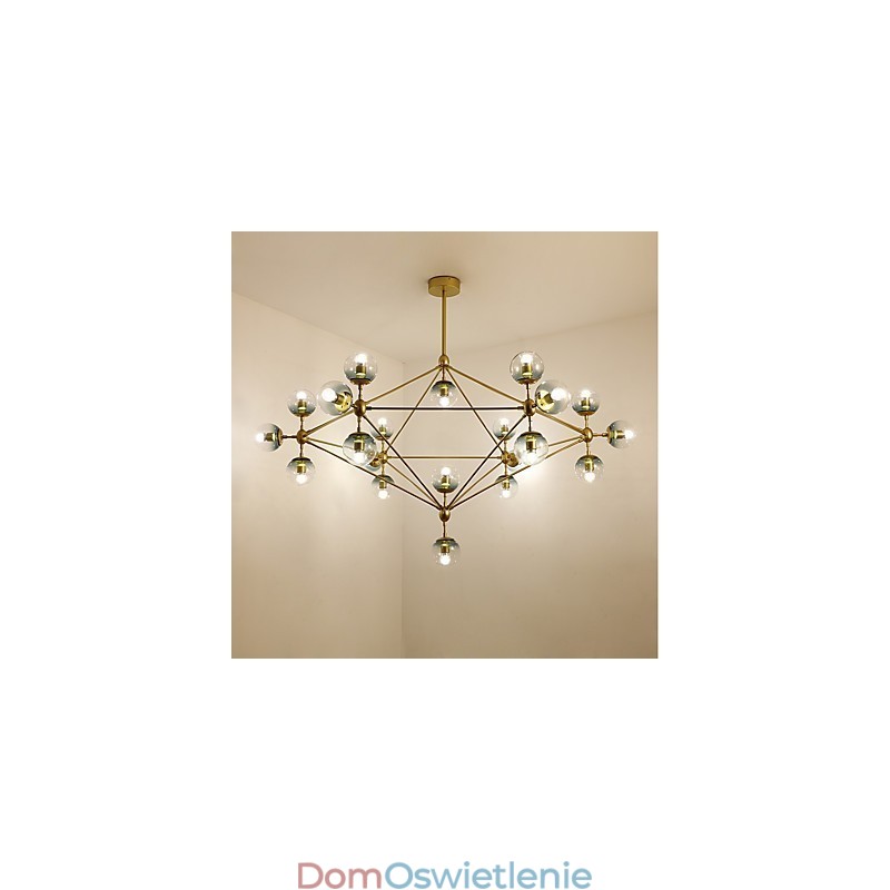 Twenty_one Light Post Modern Europe Style Modo Metalowa szklana lampa wisząca Foyer Decorate Industrial Chandelier Lamp