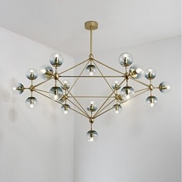 Twenty_one Light Post Modern Europe Style Modo Metalowa szklana lampa wisząca Foyer Decorate Industrial Chandelier Lamp
