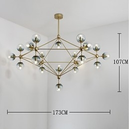 Twenty_one Light Post Modern Europe Style Modo Metalowa szklana lampa wisząca Foyer Decorate Industrial Chandelier Lamp