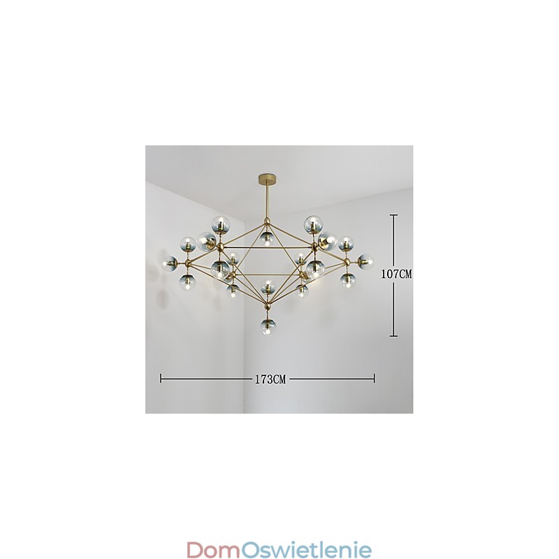 Twenty_one Light Post Modern Europe Style Modo Metalowa szklana lampa wisząca Foyer Decorate Industrial Chandelier Lamp