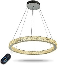 Ściemnialna lampa sufitowa w kształcie pierścienia, lampa wisząca, nowoczesny żyrandol, lampa wewnętrzna ze zdalnym sterowaniem