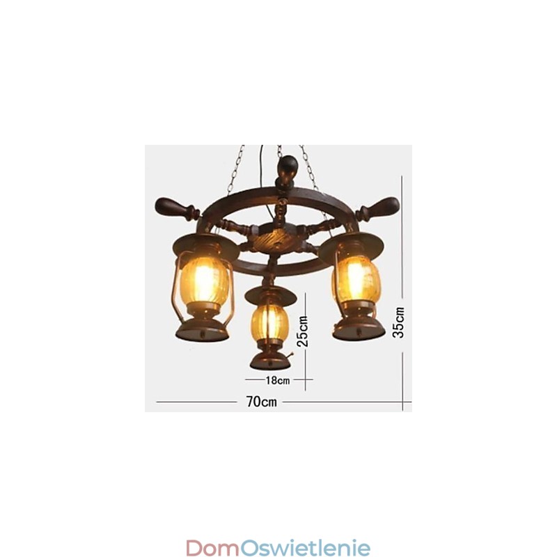 Retro Malowanie Drewna Bambusowego Żyrandola