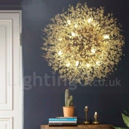 Fajerwerk Globe Dandelion Chrome Cecha Kryształowy Metalowy Żyrandol