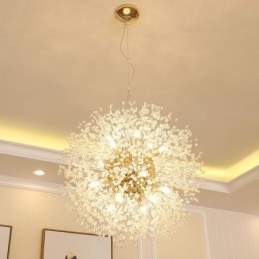 Fajerwerk Globe Dandelion Chrome Cecha Kryształowy Metalowy Żyrandol