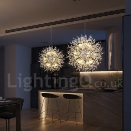 Fajerwerk Globe Dandelion Chrome Cecha Kryształowy Metalowy Żyrandol
