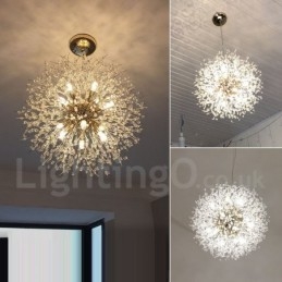 Fajerwerk Globe Dandelion Chrome Cecha Kryształowy Metalowy Żyrandol
