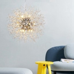 Fajerwerk Globe Dandelion Chrome Cecha Kryształowy Metalowy Żyrandol