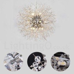 Fajerwerk Globe Dandelion Chrome Cecha Kryształowy Metalowy Żyrandol