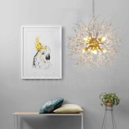 Fajerwerk Globe Dandelion Chrome Cecha Kryształowy Metalowy Żyrandol