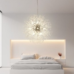 Fajerwerk Globe Dandelion Chrome Cecha Kryształowy Metalowy Żyrandol