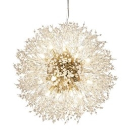 Fajerwerk Globe Dandelion Chrome Cecha Kryształowy Metalowy Żyrandol