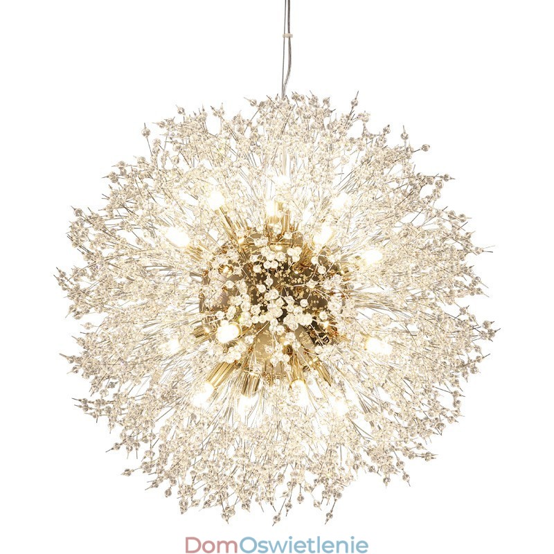 Fajerwerk Globe Dandelion Chrome Cecha Kryształowy Metalowy Żyrandol