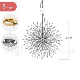 Fajerwerk Globe Dandelion Chrome Cecha Kryształowy Metalowy Żyrandol