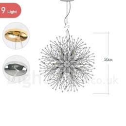 Fajerwerk Globe Dandelion Chrome Cecha Kryształowy Metalowy Żyrandol