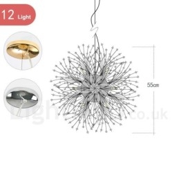 Fajerwerk Globe Dandelion Chrome Cecha Kryształowy Metalowy Żyrandol