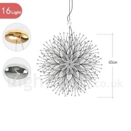 Fajerwerk Globe Dandelion Chrome Cecha Kryształowy Metalowy Żyrandol