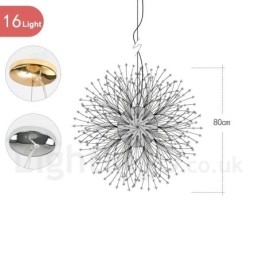 Fajerwerk Globe Dandelion Chrome Cecha Kryształowy Metalowy Żyrandol