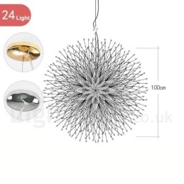 Fajerwerk Globe Dandelion Chrome Cecha Kryształowy Metalowy Żyrandol