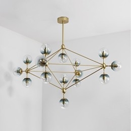 Piętnaście świateł Post Modern Europe Style Modo Metalowa szklana lampa wisząca Foyer Decorate Industrial Chandelier Lamp