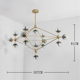 Piętnaście świateł Post Modern Europe Style Modo Metalowa szklana lampa wisząca Foyer Decorate Industrial Chandelier Lamp