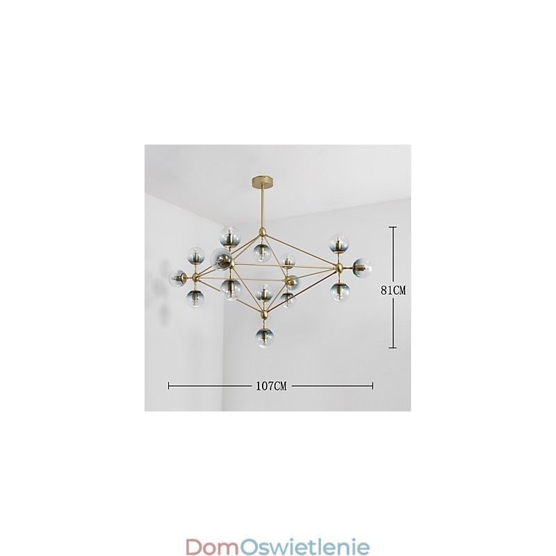 Piętnaście świateł Post Modern Europe Style Modo Metalowa szklana lampa wisząca Foyer Decorate Industrial Chandelier Lamp