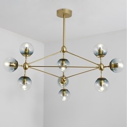 Dziesięciopunktowa lampa wisząca w stylu europejskim w stylu postmodernistycznym, metalowa, szklana, przedpokój, lampa wisząca w stylu industrialnym