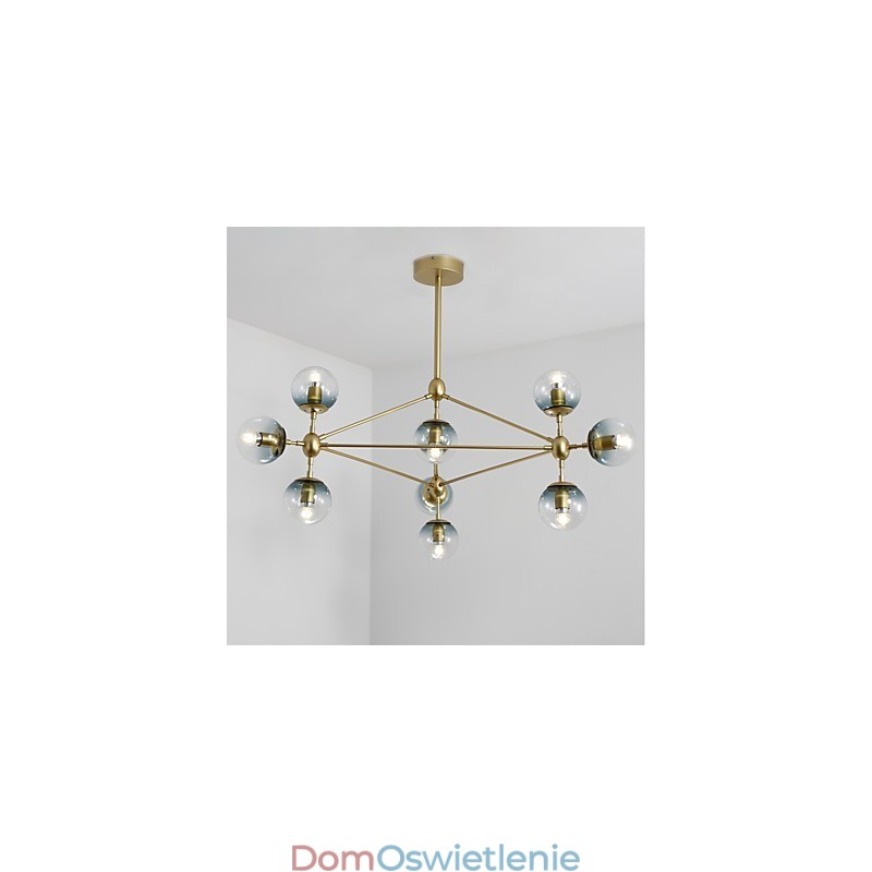 Dziesięciopunktowa lampa wisząca w stylu europejskim w stylu postmodernistycznym, metalowa, szklana, przedpokój, lampa wisząca w stylu industrialnym