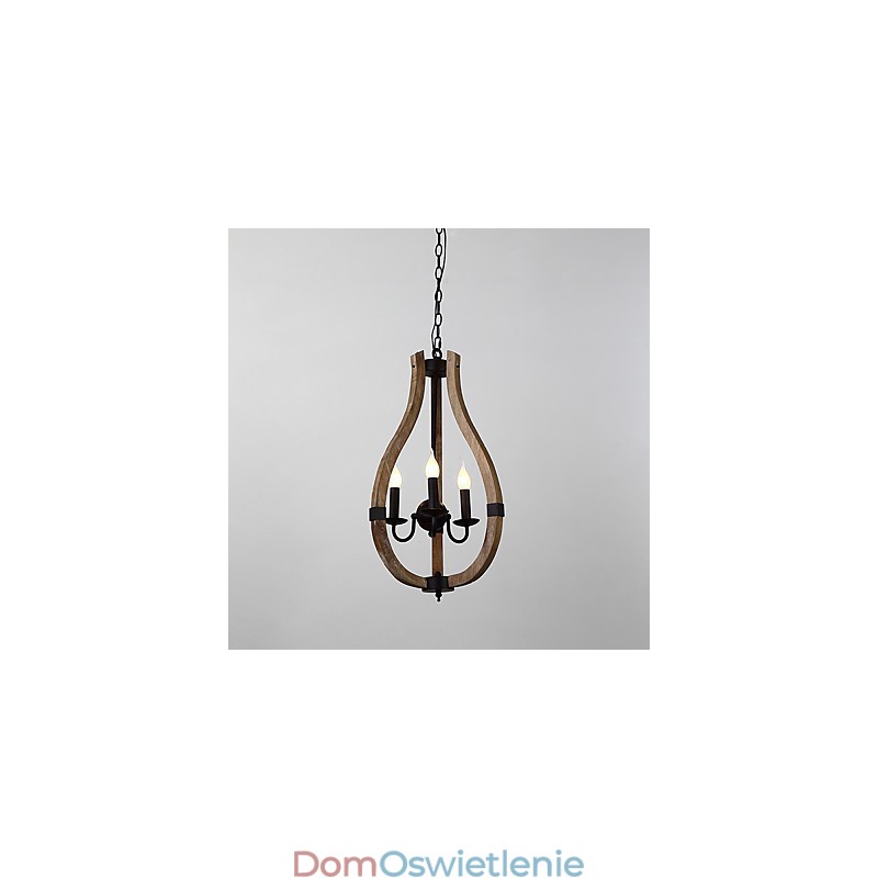 Trzy światła Vintage Painting Feature Mini Style Drewniana bambusowa lampa żyrandolowa dekoracyjna lampa wisząca
