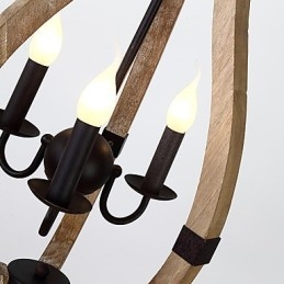 Trzy światła Vintage Painting Feature Mini Style Drewniana bambusowa lampa żyrandolowa dekoracyjna lampa wisząca