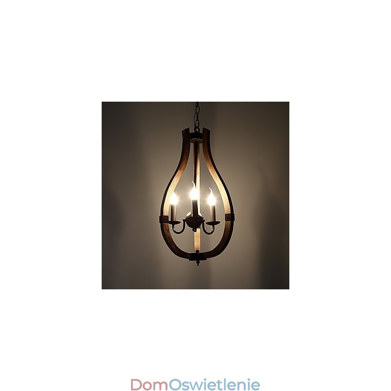 Trzy światła Vintage Painting Feature Mini Style Drewniana bambusowa lampa żyrandolowa dekoracyjna lampa wisząca