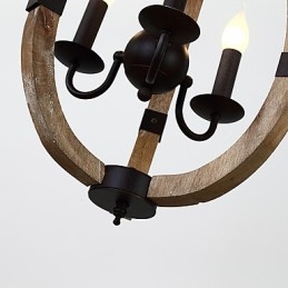 Trzy światła Vintage Painting Feature Mini Style Drewniana bambusowa lampa żyrandolowa dekoracyjna lampa wisząca