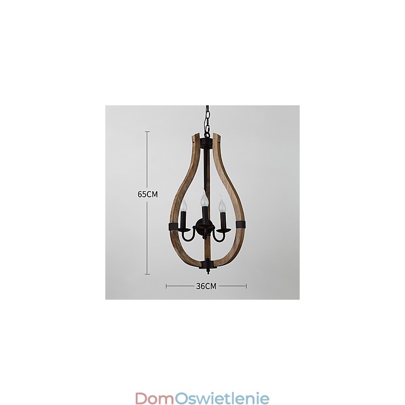 Trzy światła Vintage Painting Feature Mini Style Drewniana bambusowa lampa żyrandolowa dekoracyjna lampa wisząca